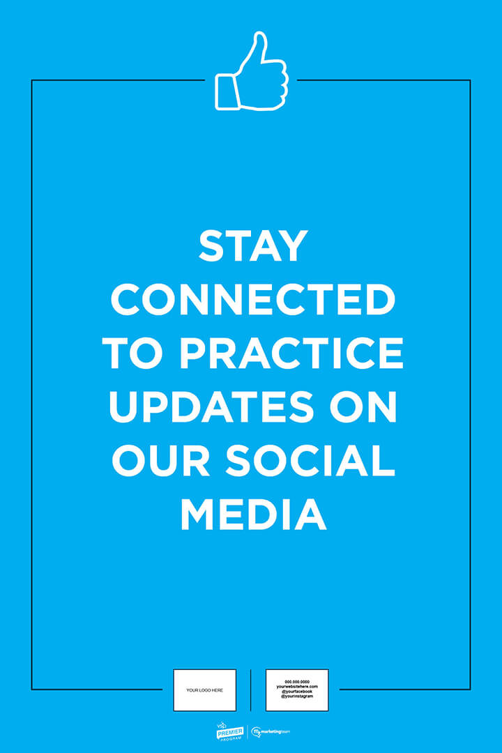 Customizable Door Sign, stay connected to practice updates on our social media