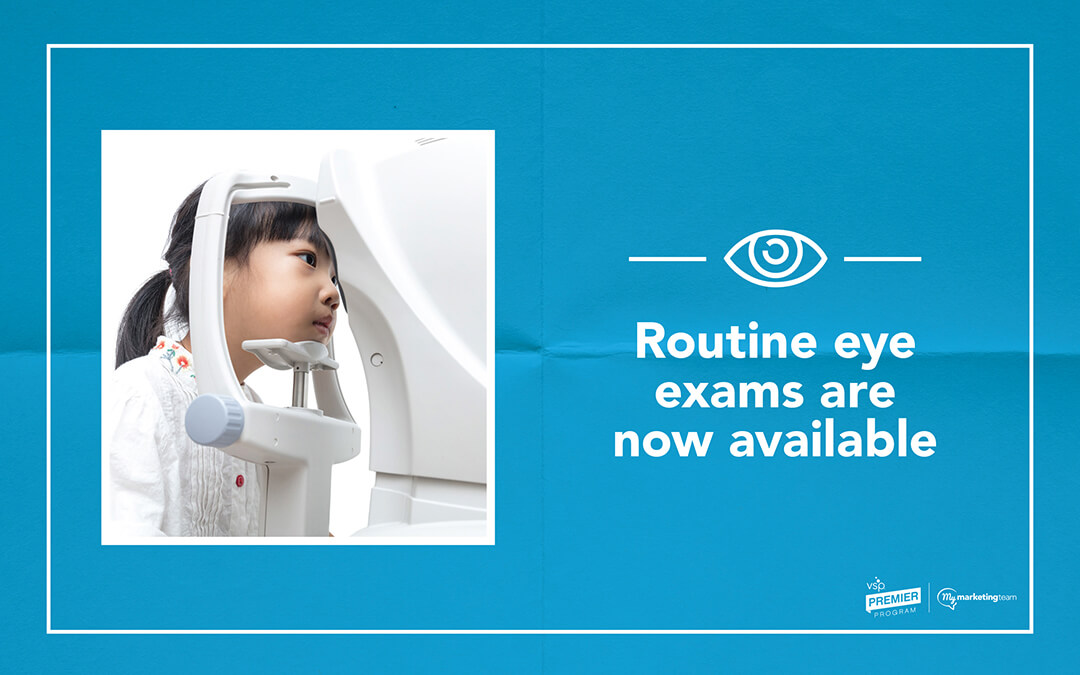 Customizable Postcards, routine eye exams available
